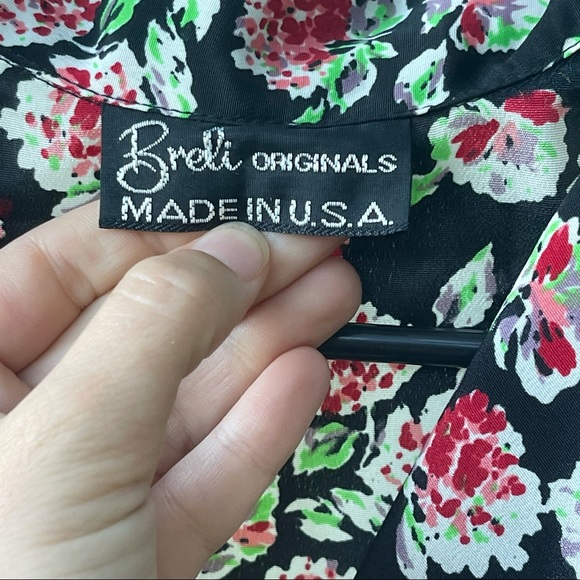 Vintage Breli original Black and floral dress with a belt and pockets no size. - Picture 5 of 6